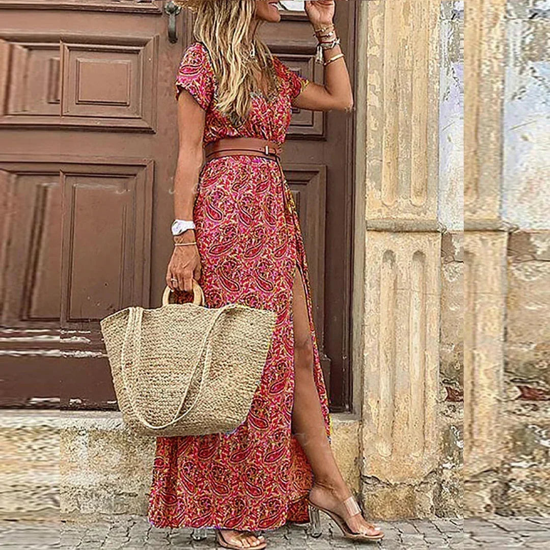 Cristiana | Floral Maxi Dress with Belt