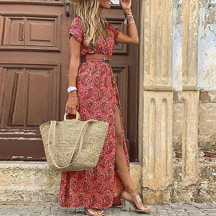 Cristiana | Floral Maxi Dress with Belt
