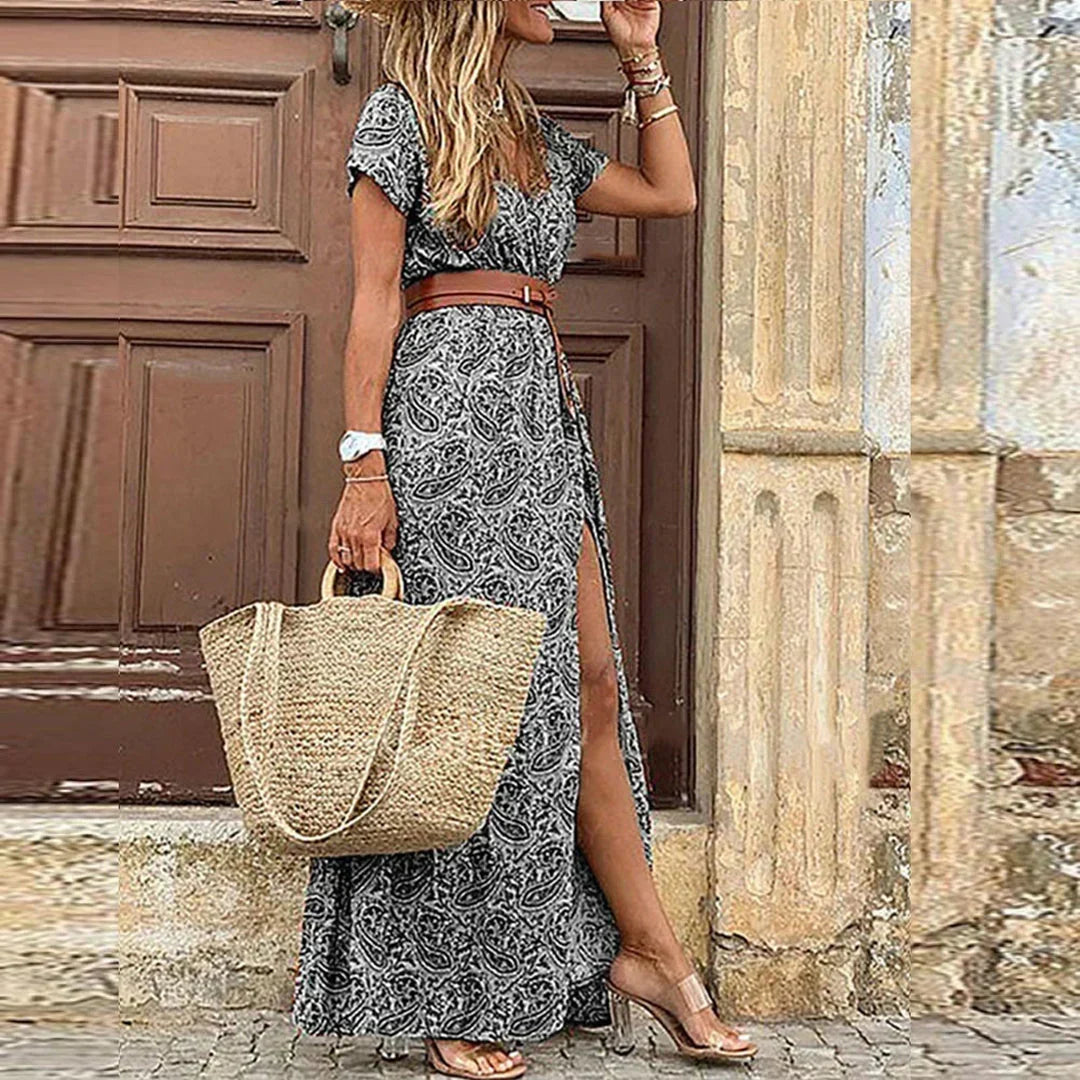 Cristiana | Floral Maxi Dress with Belt
