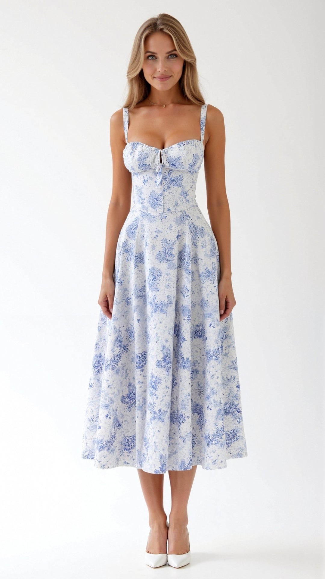 Floral Midi Dress with Belt