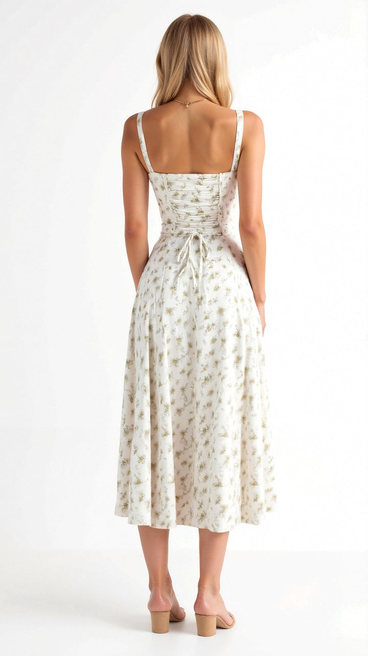 Floral Midi Dress with Belt