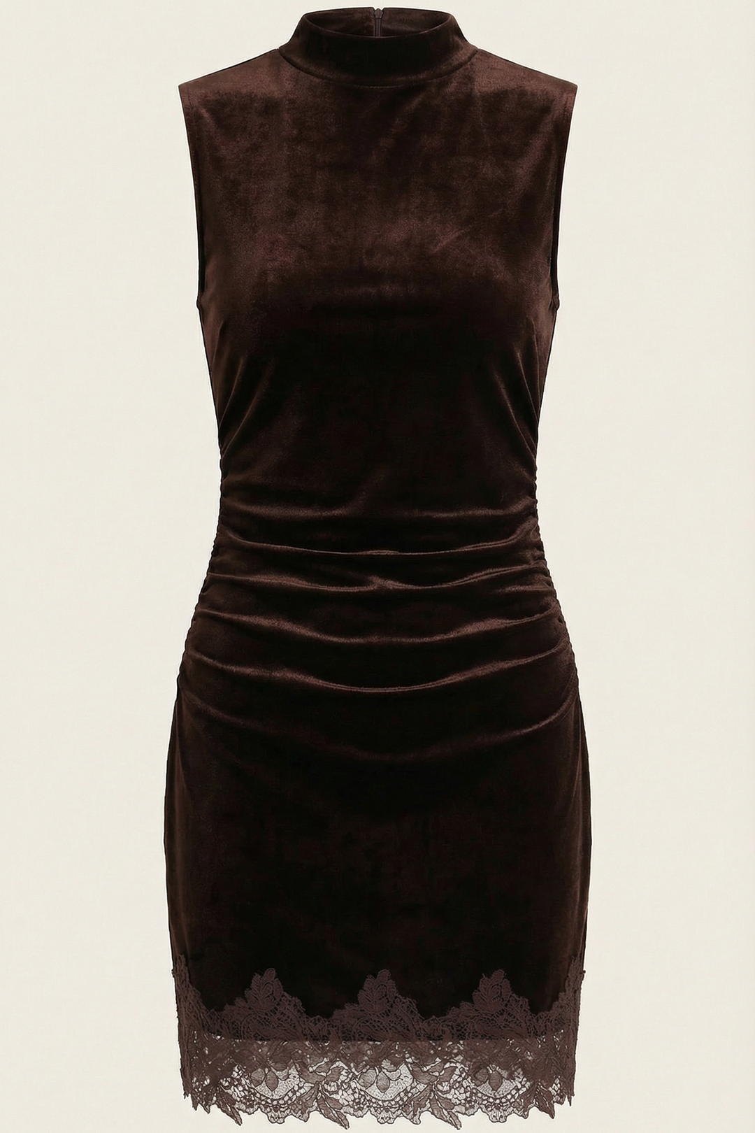 Anabela | Ruched Mini Dress Featuring a Stand-Up Collar