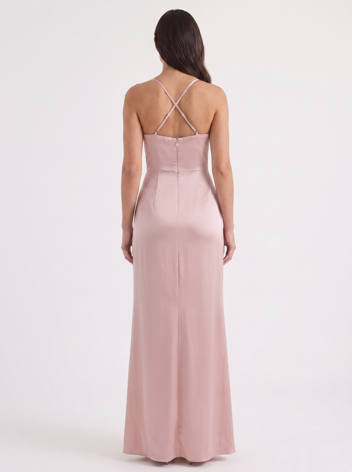 Inga | Elegant Shiny Maxi Dress with Delicate Straps
