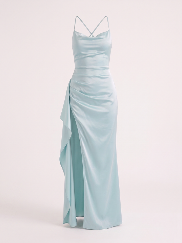 Inga | Elegant Shiny Maxi Dress with Delicate Straps