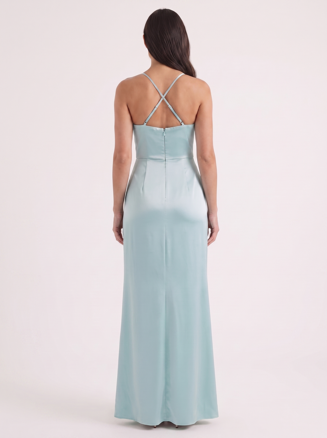 Inga | Elegant Shiny Maxi Dress with Delicate Straps
