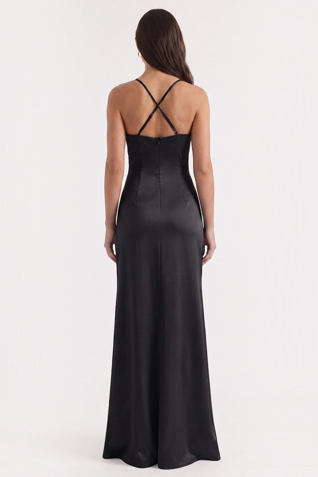 Inga | Elegant Shiny Maxi Dress with Delicate Straps