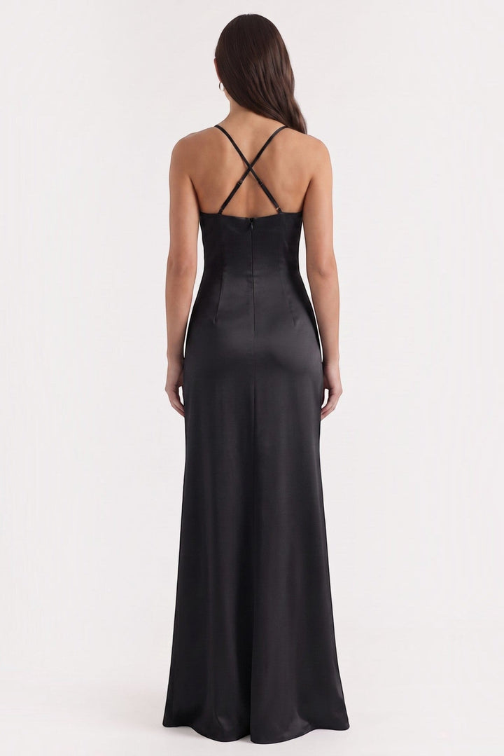 Inga | Elegant Shiny Maxi Dress with Delicate Straps