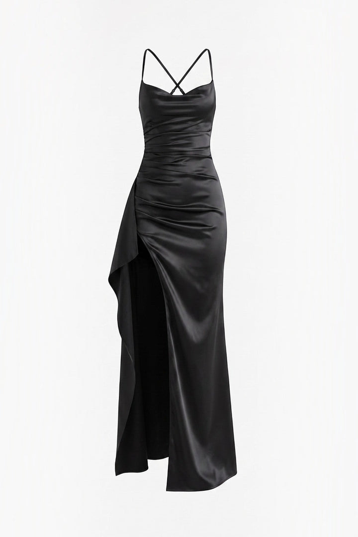 Inga | Elegant Shiny Maxi Dress with Delicate Straps