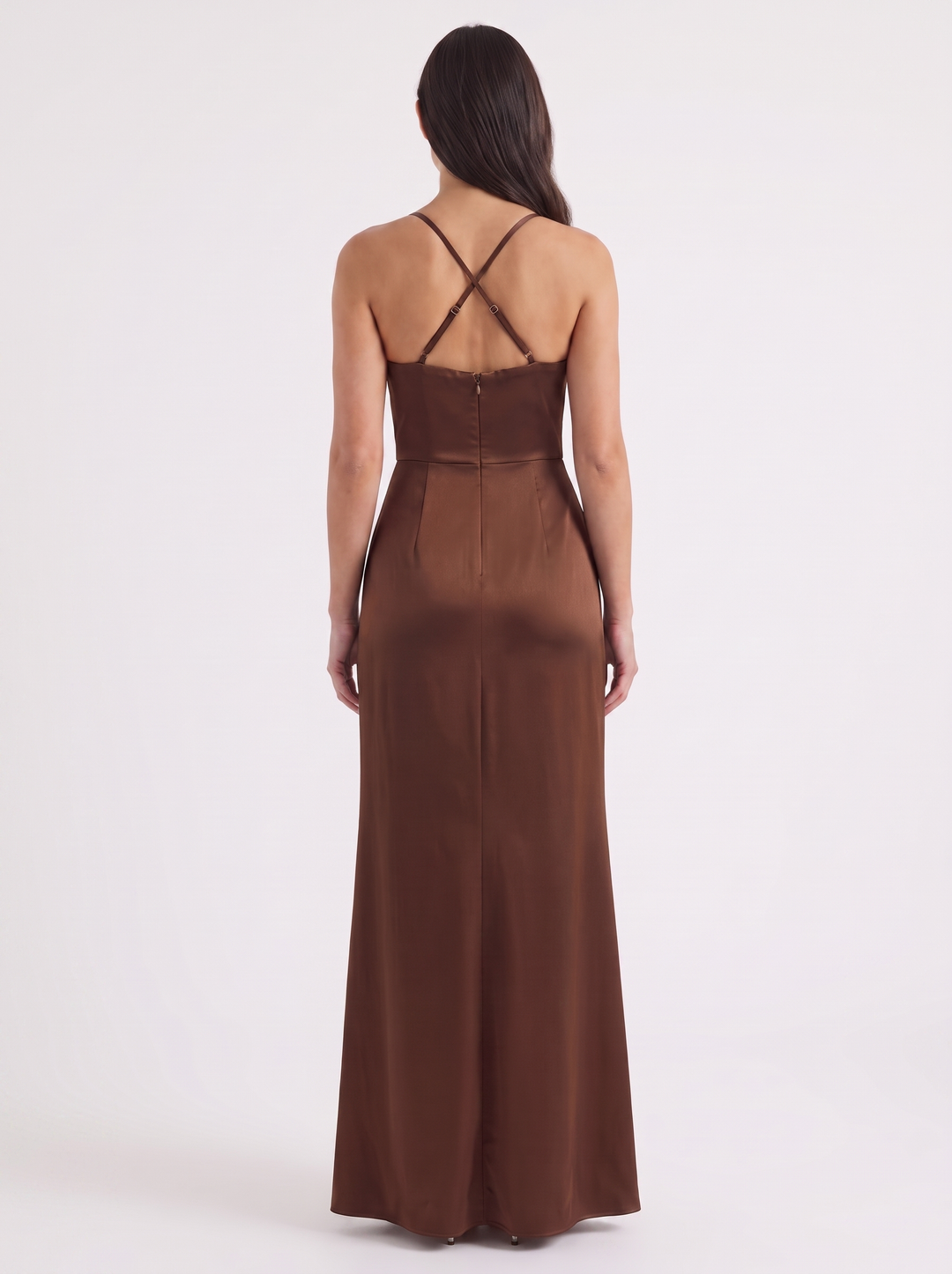 Inga | Elegant Shiny Maxi Dress with Delicate Straps