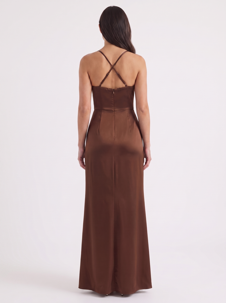Inga | Elegant Shiny Maxi Dress with Delicate Straps