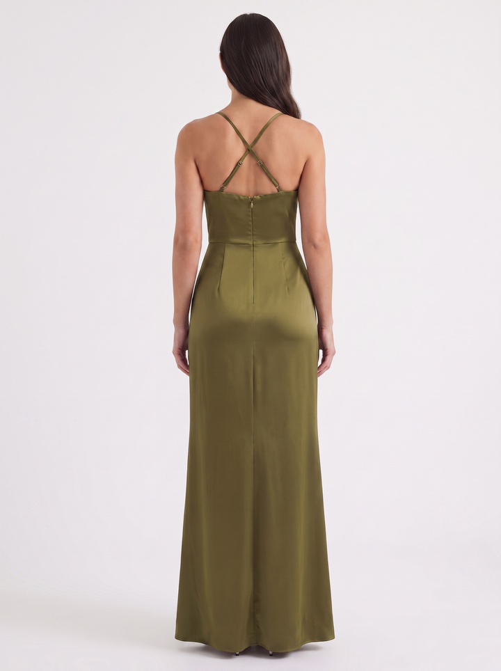 Inga | Elegant Shiny Maxi Dress with Delicate Straps