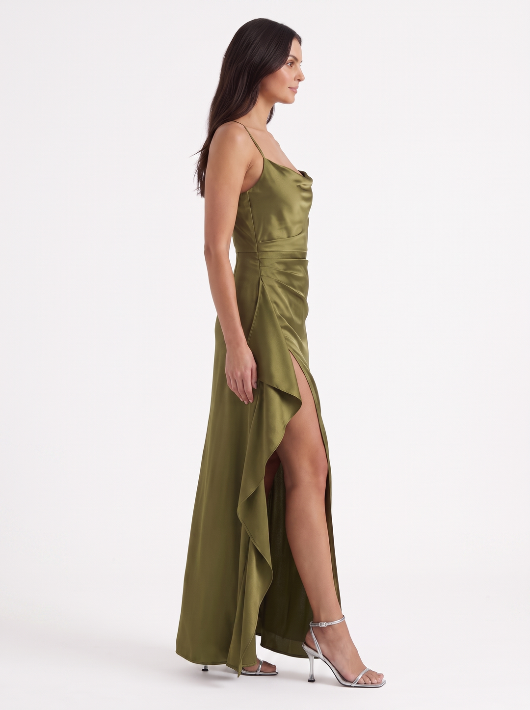 Inga | Elegant Shiny Maxi Dress with Delicate Straps