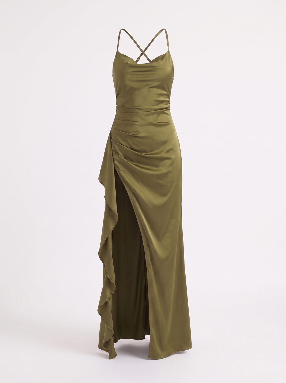 Inga | Elegant Shiny Maxi Dress with Delicate Straps