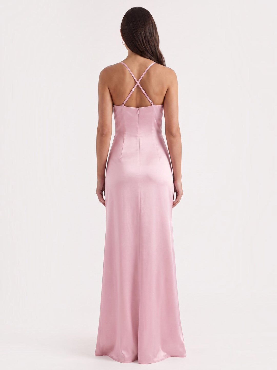 Inga | Elegant Shiny Maxi Dress with Delicate Straps