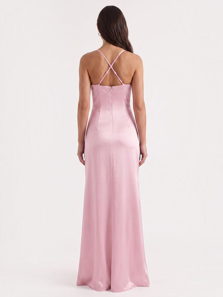 Inga | Elegant Shiny Maxi Dress with Delicate Straps