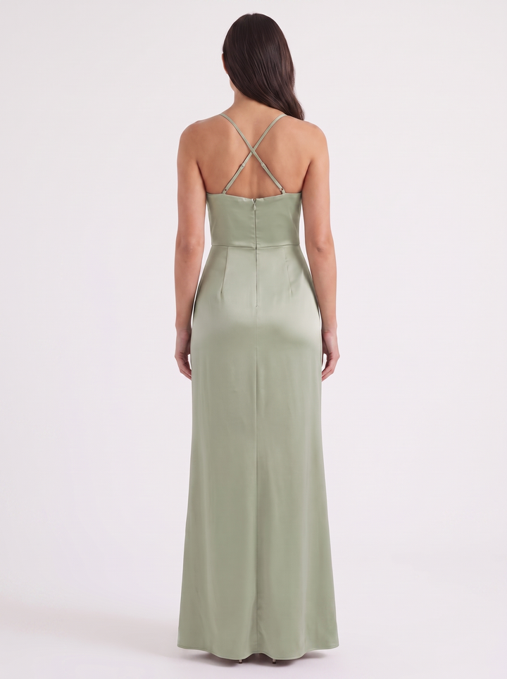 Inga | Elegant Shiny Maxi Dress with Delicate Straps