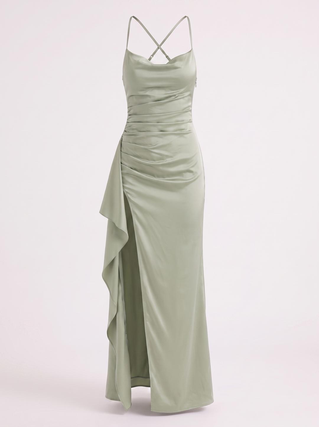 Inga | Elegant Shiny Maxi Dress with Delicate Straps