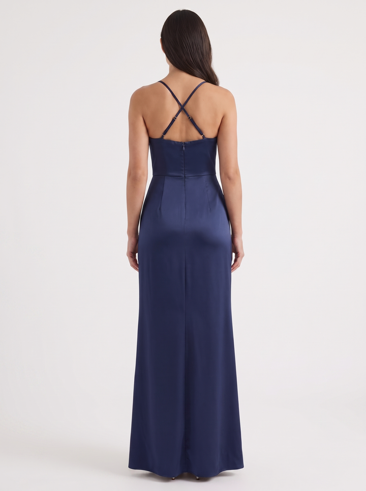 Inga | Elegant Shiny Maxi Dress with Delicate Straps