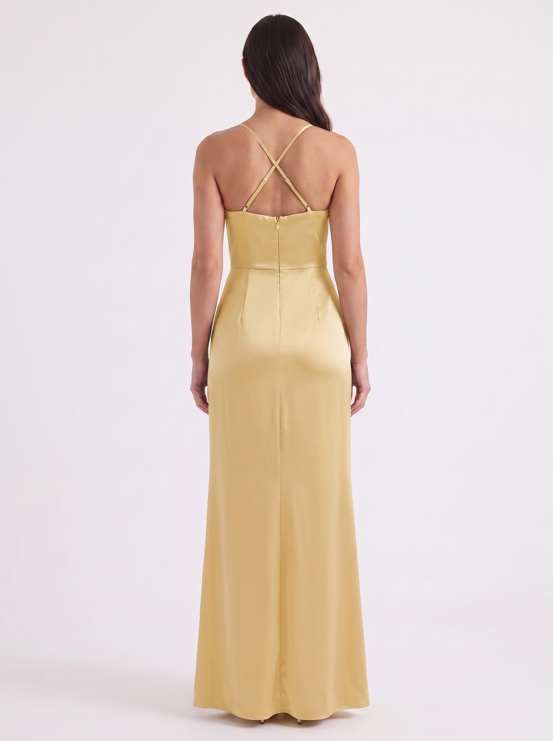 Inga | Elegant Shiny Maxi Dress with Delicate Straps