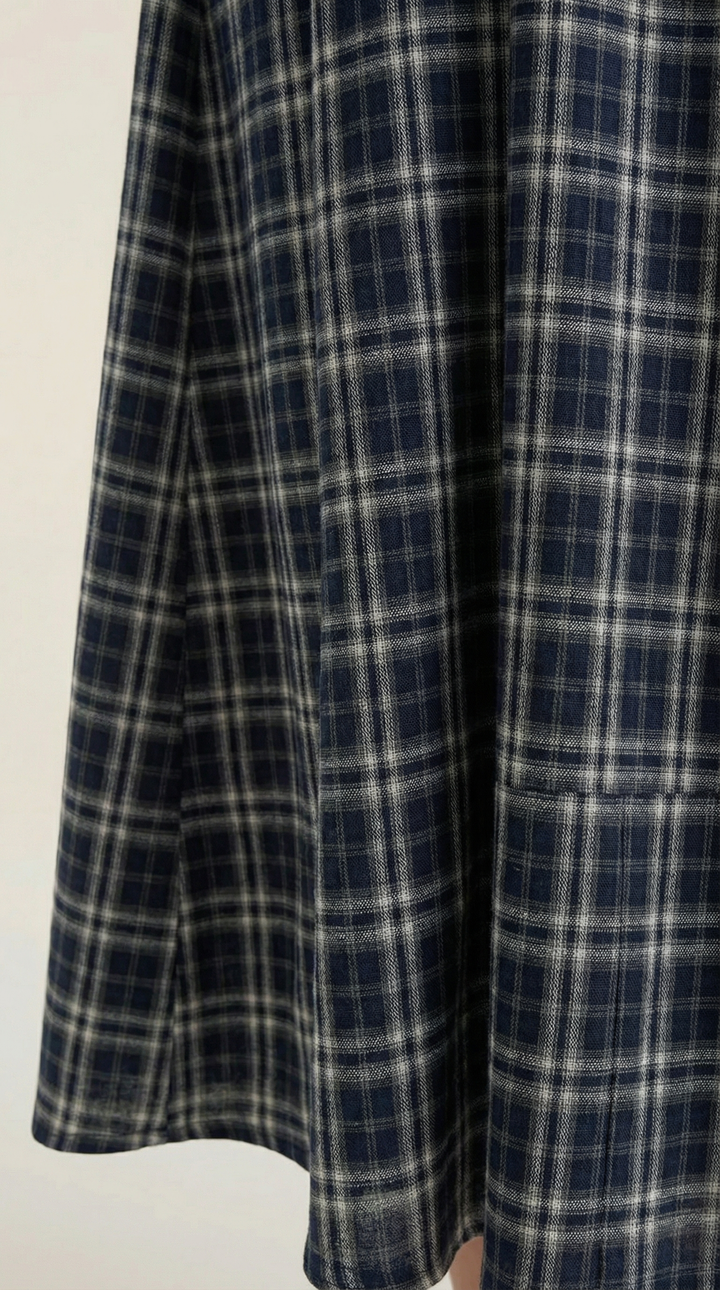 Branislava | Square Neck Checked Midi Dress