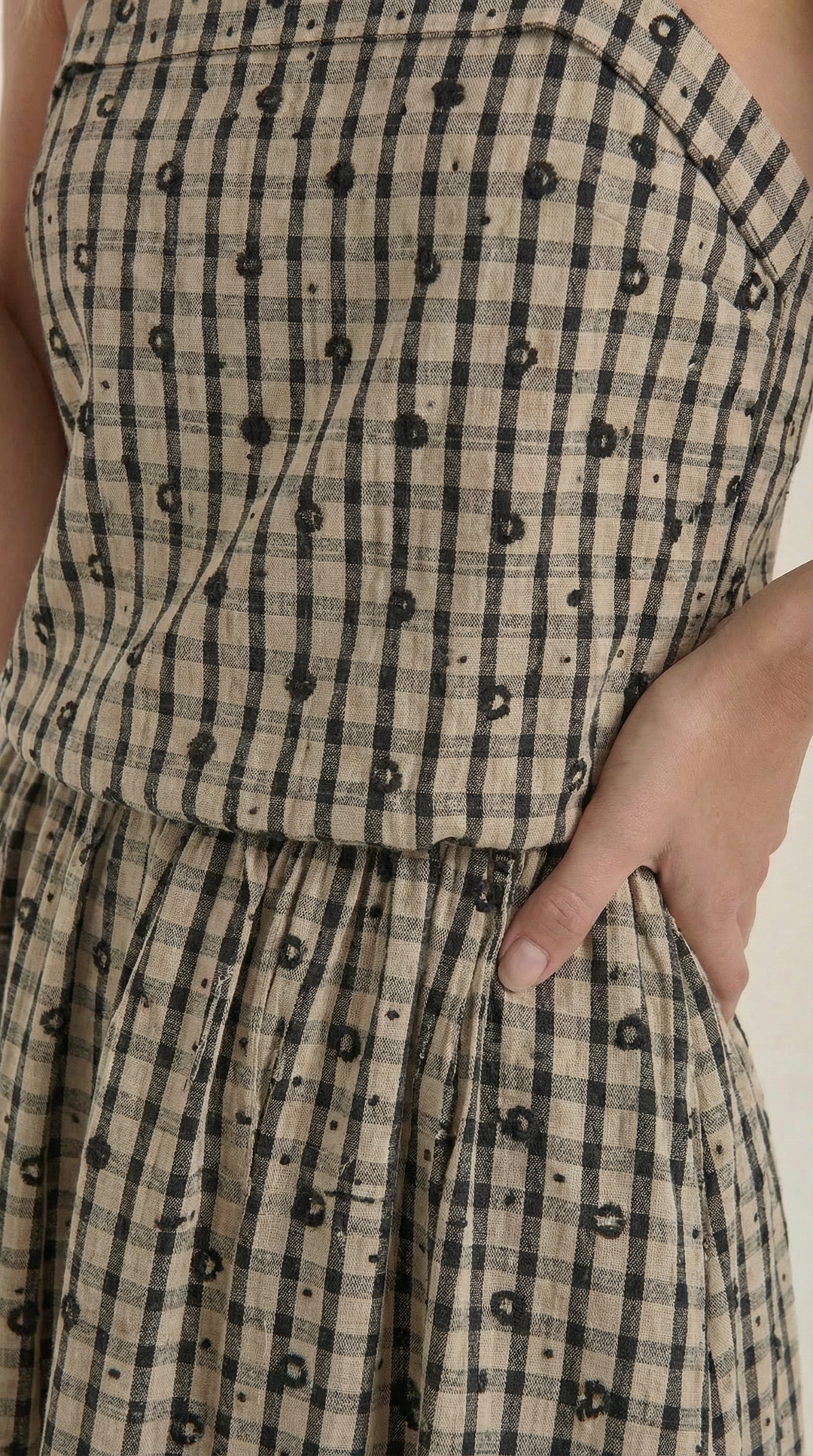 Branislava | Square Neck Checked Midi Dress
