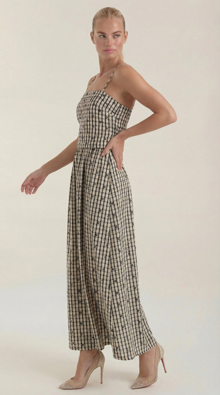Branislava | Square Neck Checked Midi Dress