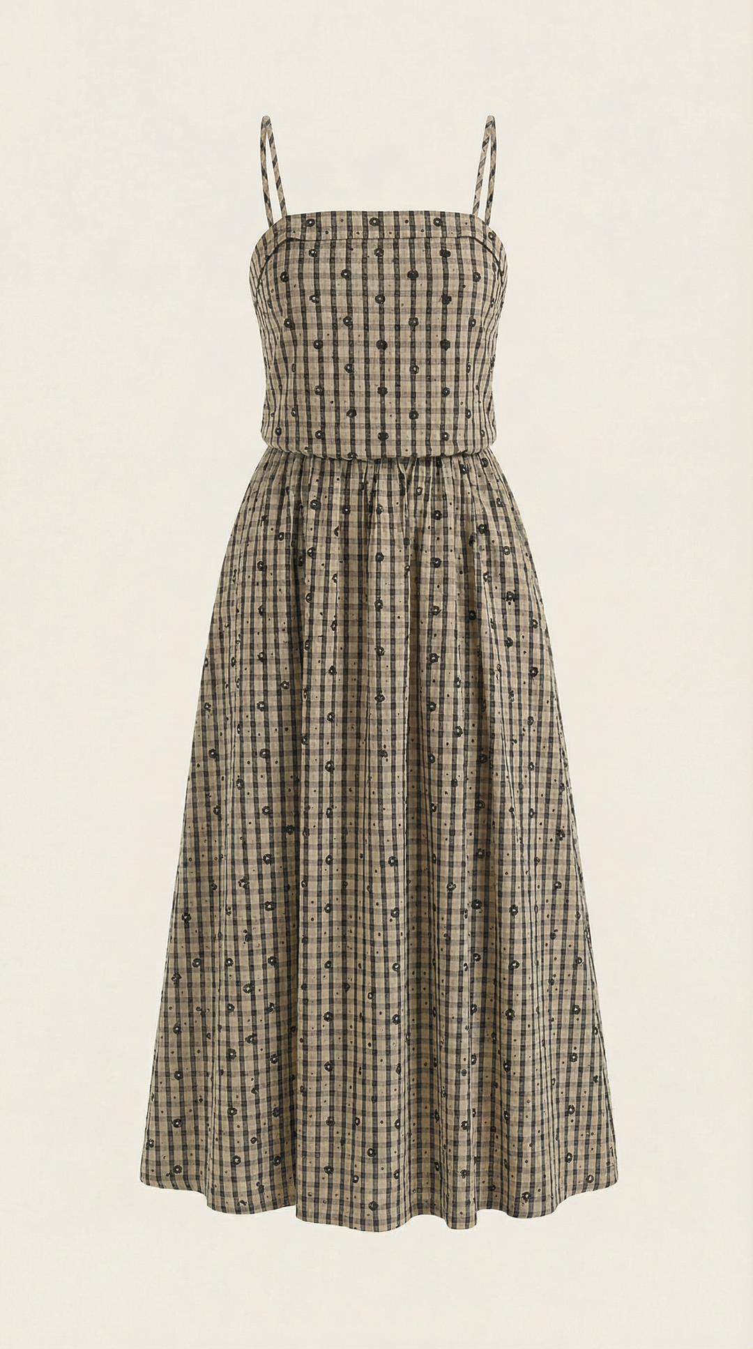 Branislava | Square Neck Checked Midi Dress