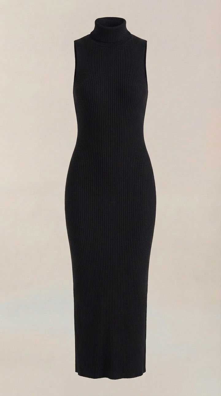 Hermína | Tailored Midi Dress Featuring a Stand-Up Collar