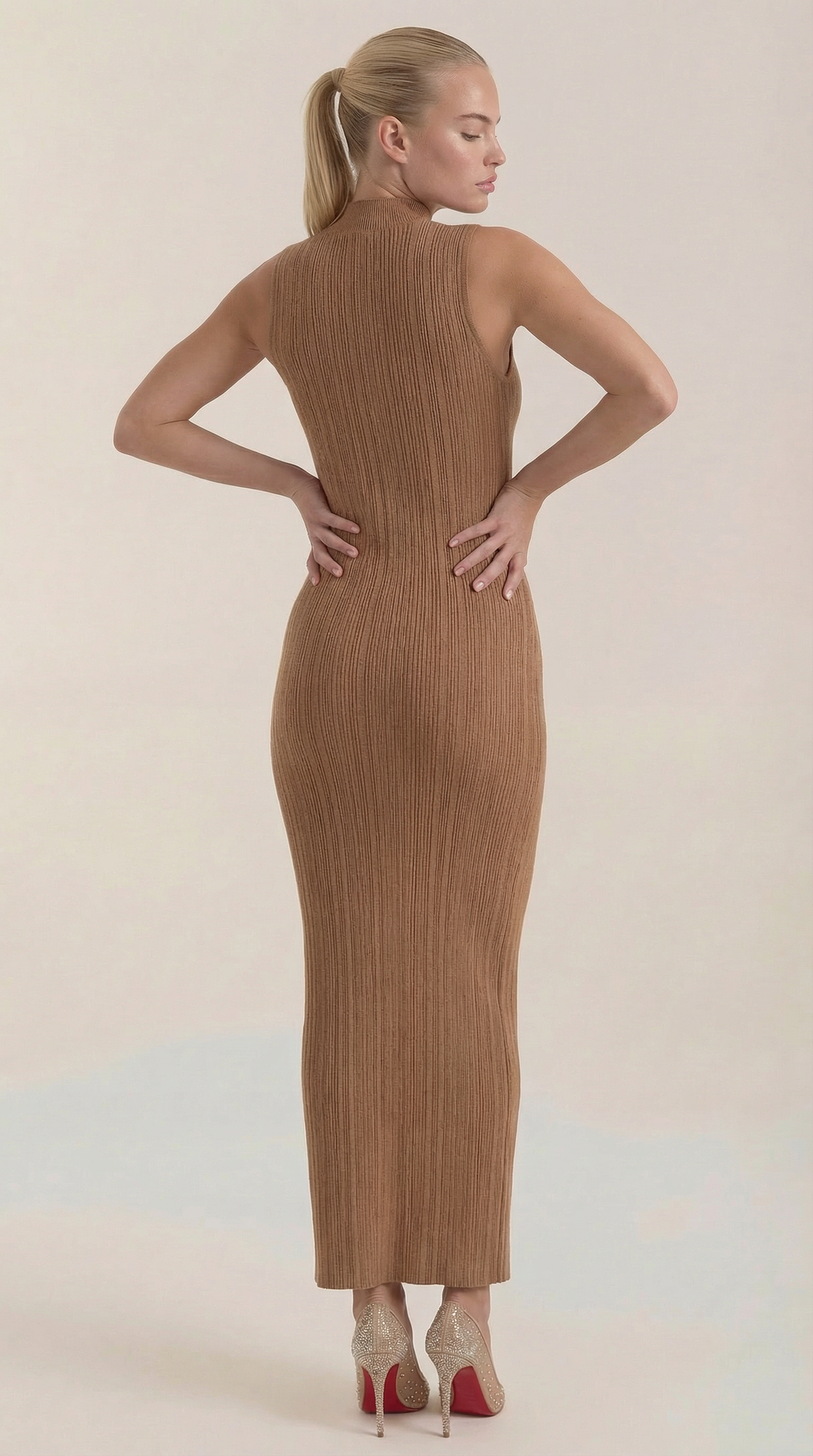 Hermína | Tailored Midi Dress Featuring a Stand-Up Collar