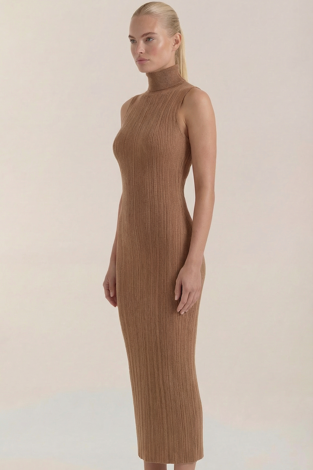 Hermína | Tailored Midi Dress Featuring a Stand-Up Collar
