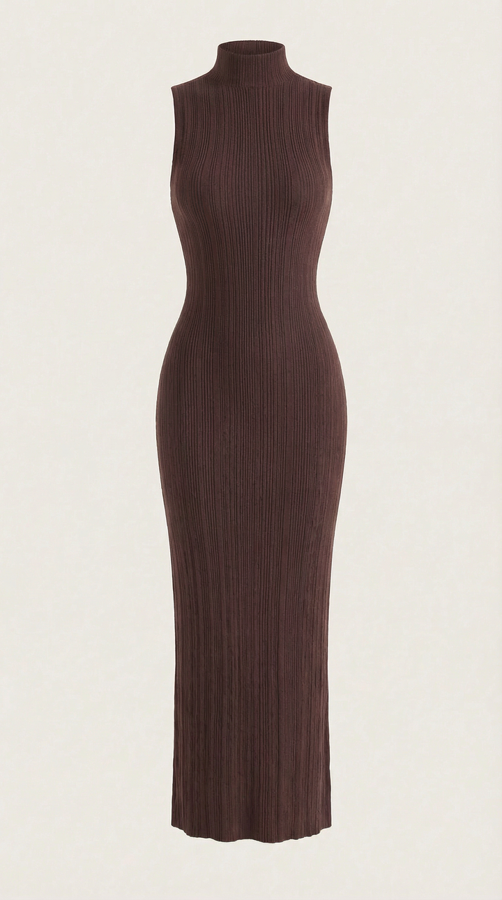 Hermína | Tailored Midi Dress Featuring a Stand-Up Collar