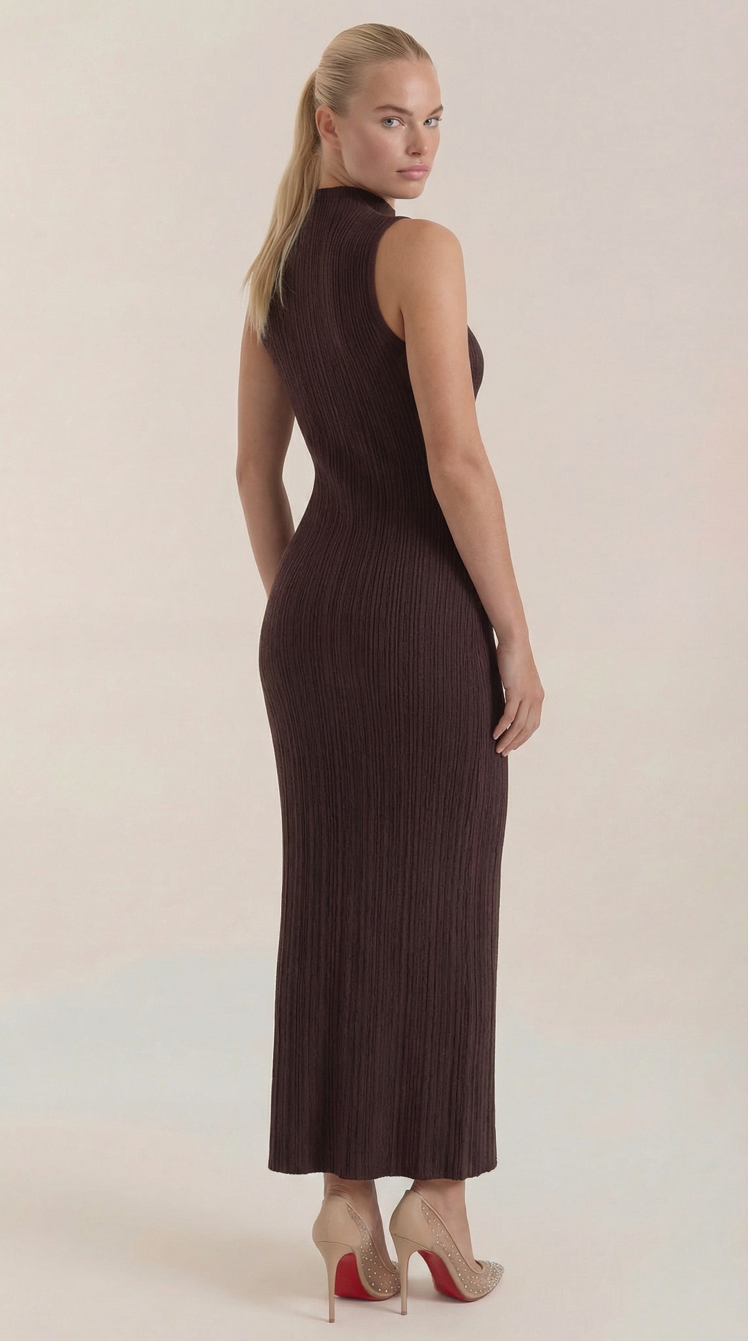 Hermína | Tailored Midi Dress Featuring a Stand-Up Collar
