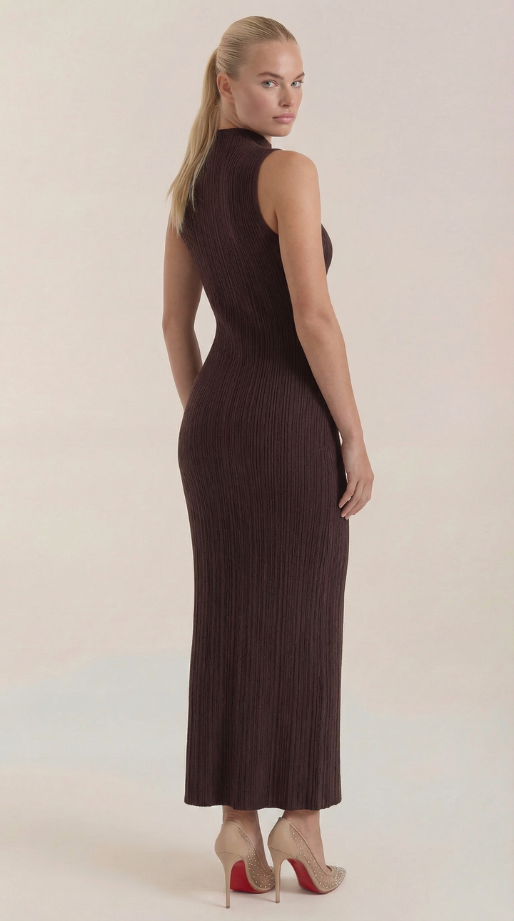 Hermína | Tailored Midi Dress Featuring a Stand-Up Collar
