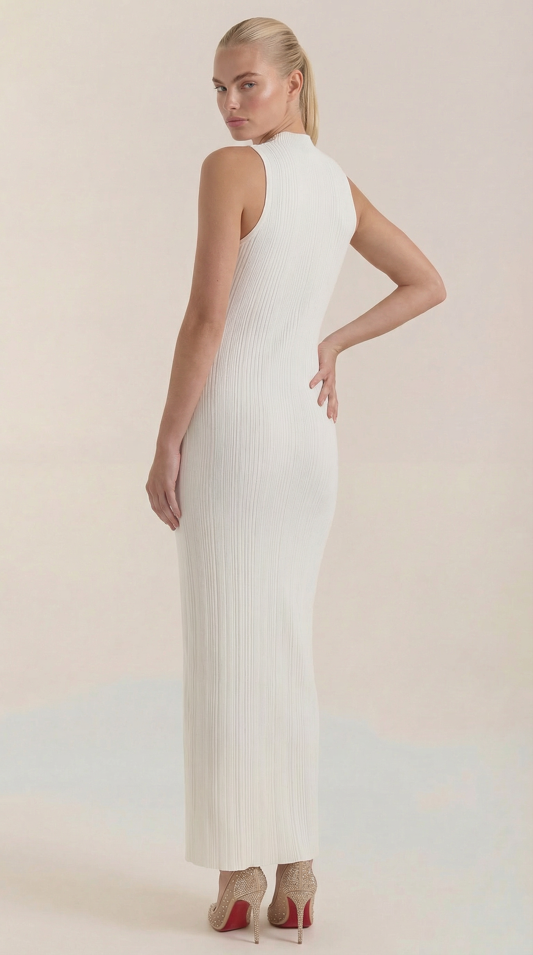 Hermína | Tailored Midi Dress Featuring a Stand-Up Collar