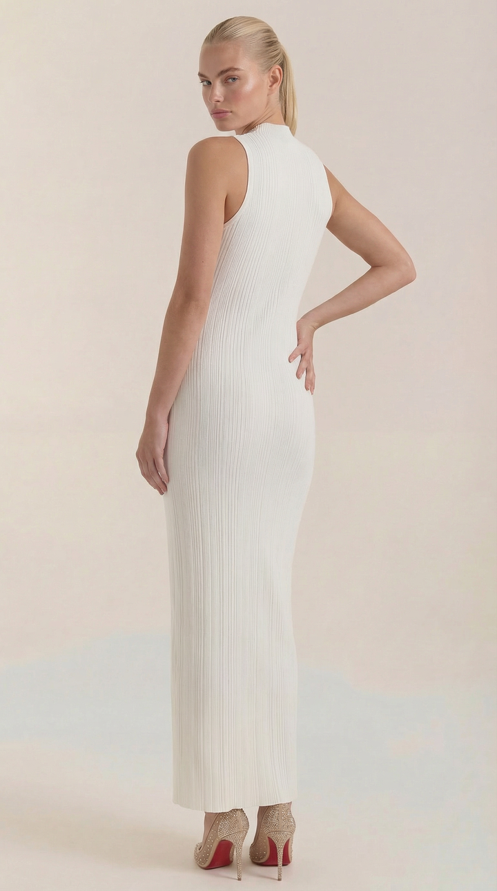 Hermína | Tailored Midi Dress Featuring a Stand-Up Collar