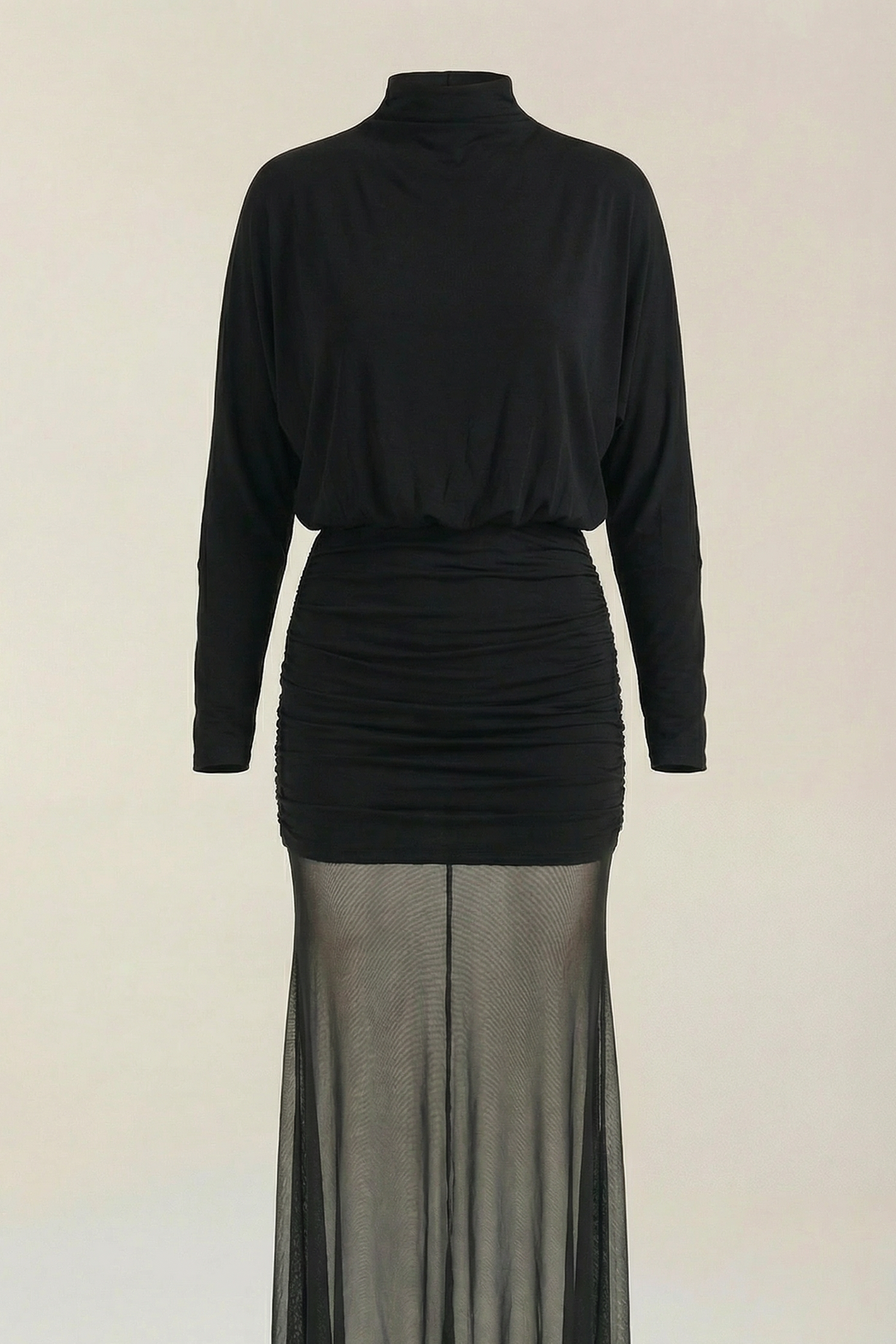 Alina | Stand-Up Collar Gathered Maxi Dress