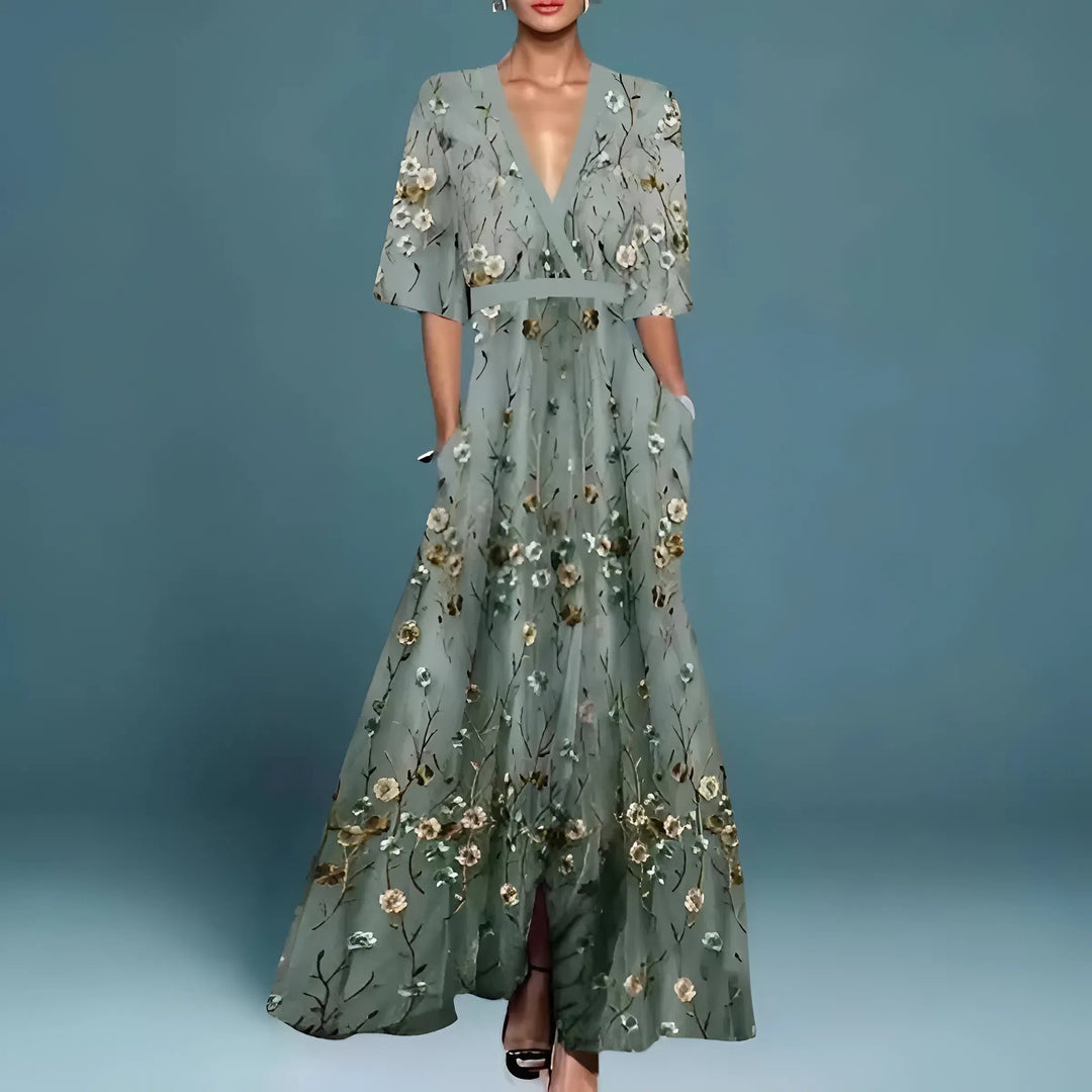 Valentina | Long Elegant Dress with Stunning V-Neck