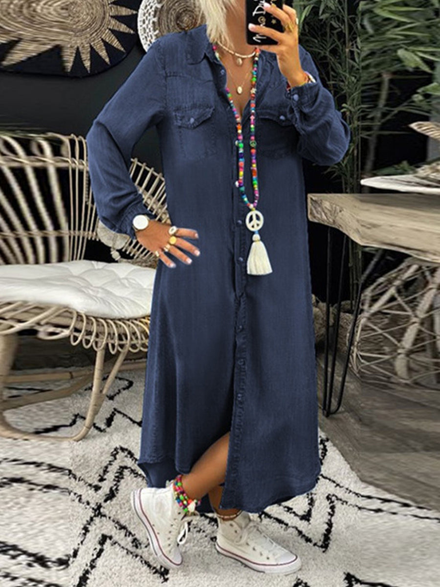 Helena - Chic Denim Shirt Dress for Everyday Elegance