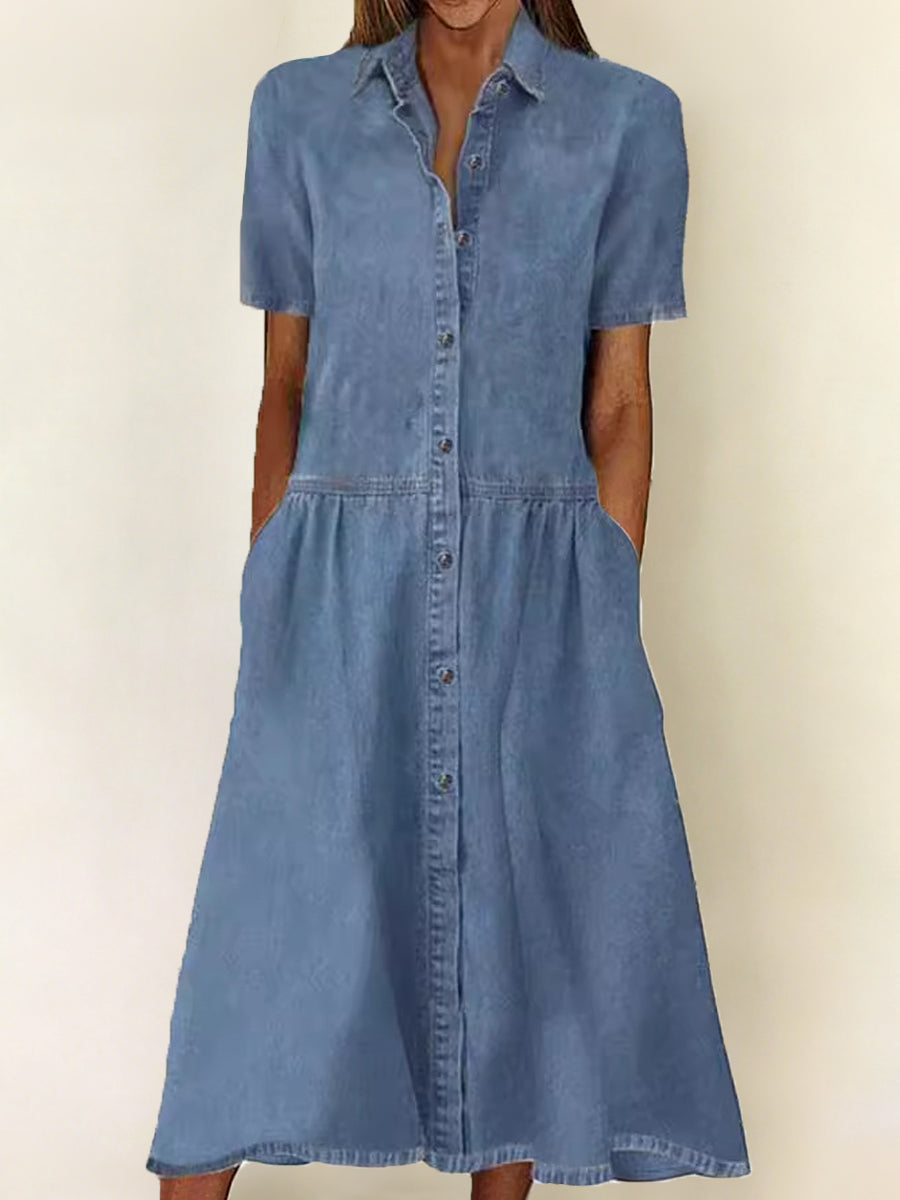 Carolina - Denim Dress with Short Sleeves