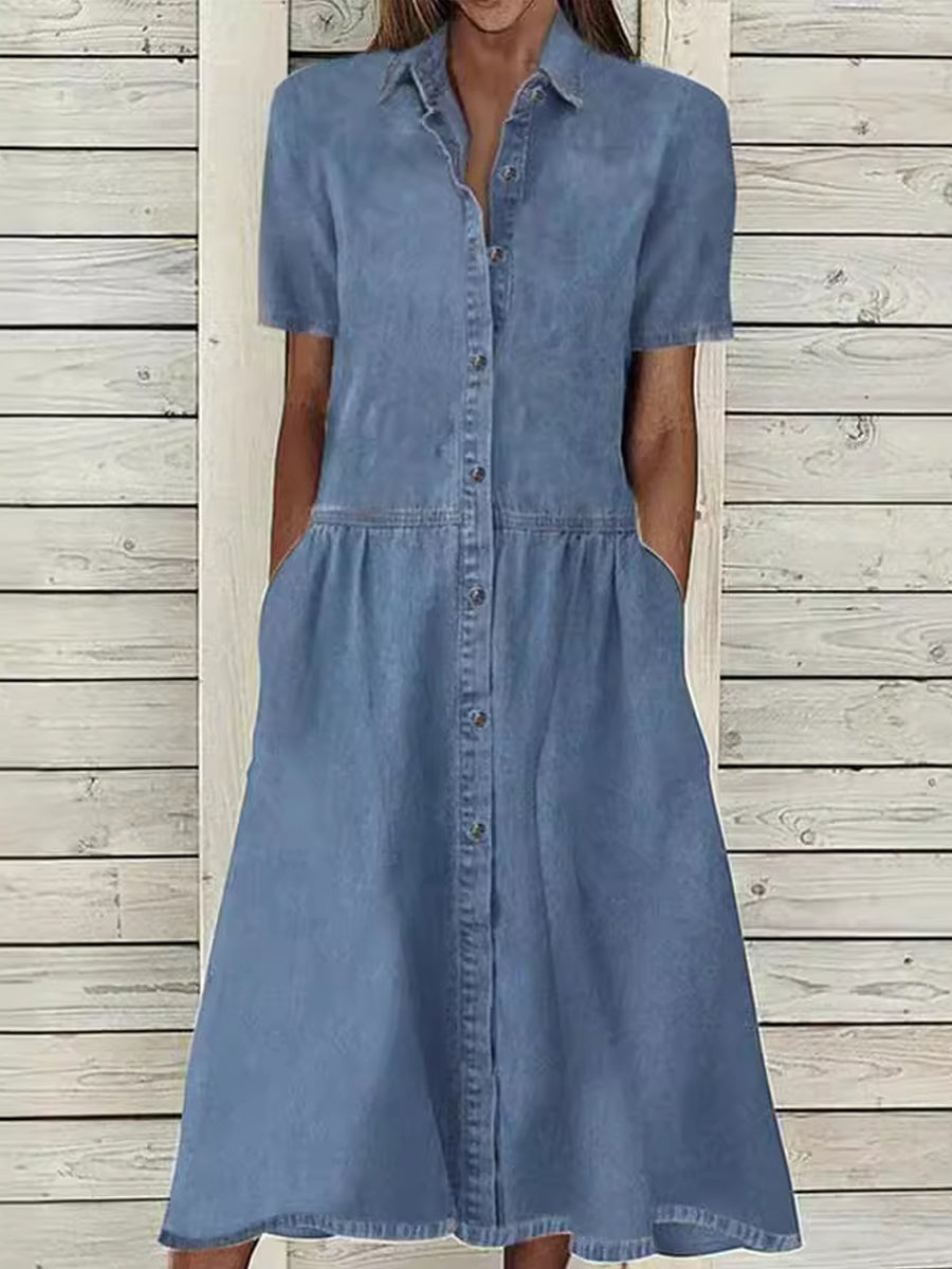 Carolina - Denim Dress with Short Sleeves