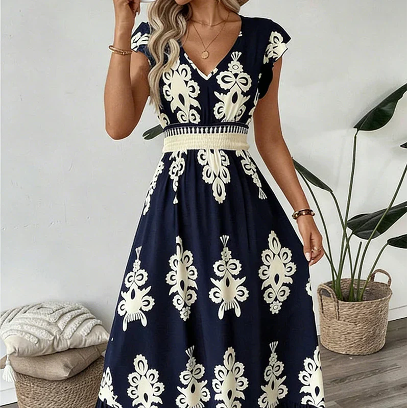 Candela | Long Baroque Dress with V Neckline