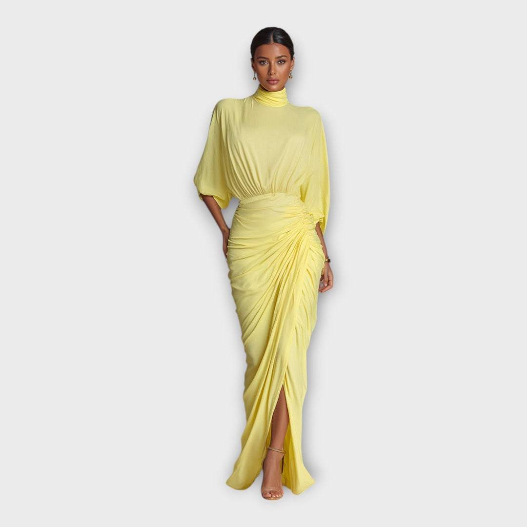 Elegant Pleated Long Dress with Sophisticated Design