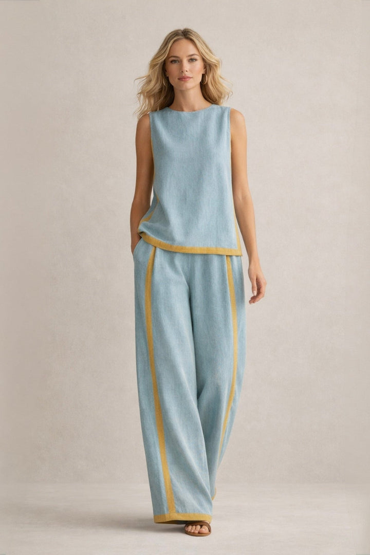 Ludka | Chic Coordinated Set Featuring Sleeveless Top and Wide-Leg Trousers