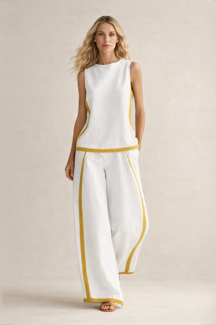 Ludka | Chic Coordinated Set Featuring Sleeveless Top and Wide-Leg Trousers