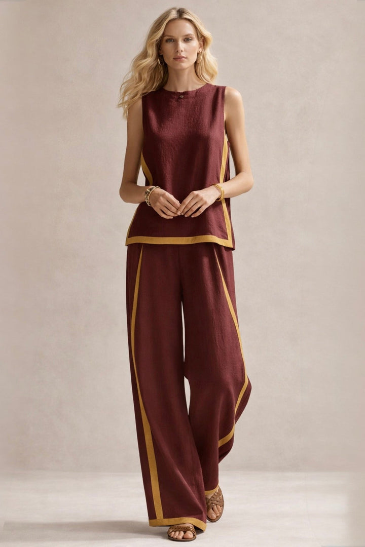 Ludka | Chic Coordinated Set Featuring Sleeveless Top and Wide-Leg Trousers