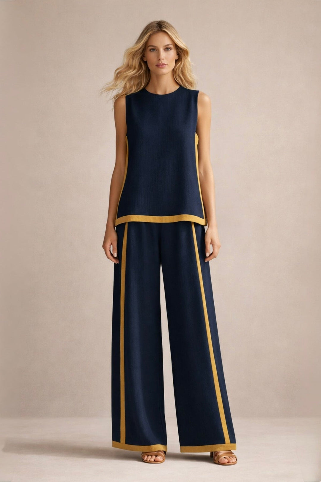 Ludka | Chic Coordinated Set Featuring Sleeveless Top and Wide-Leg Trousers