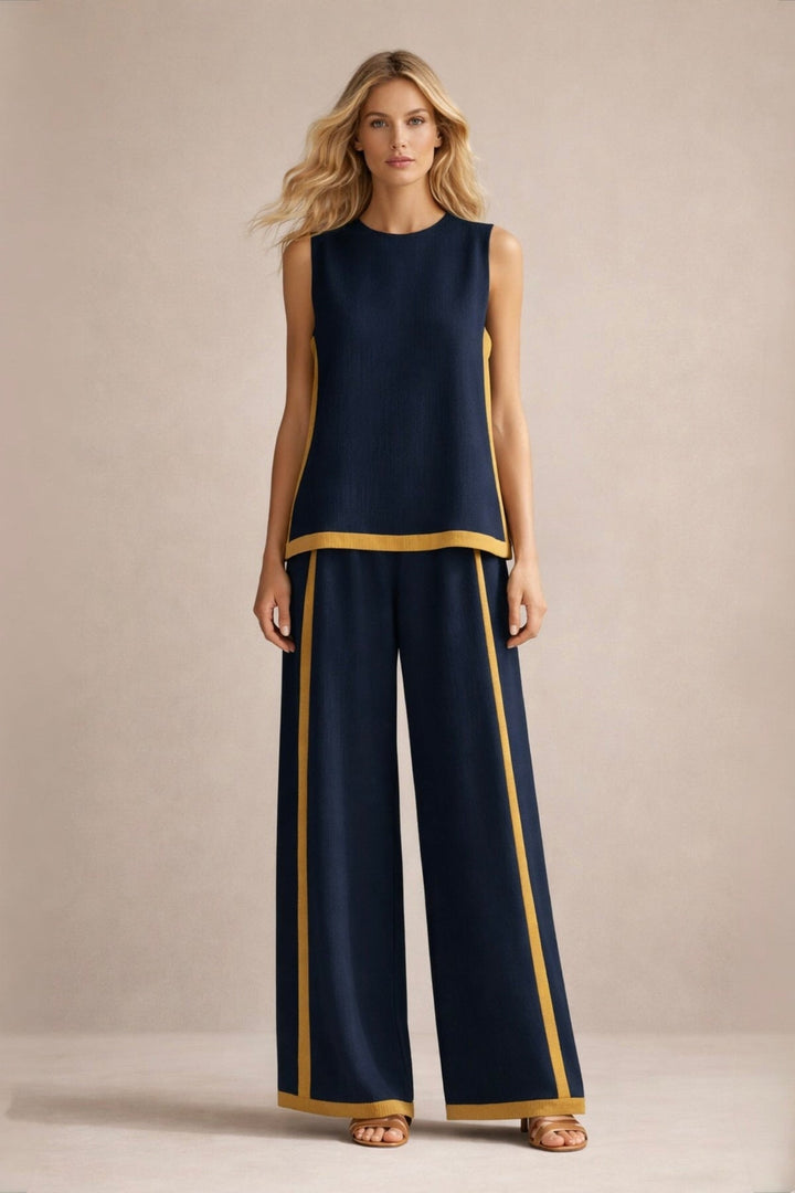 Ludka | Chic Coordinated Set Featuring Sleeveless Top and Wide-Leg Trousers