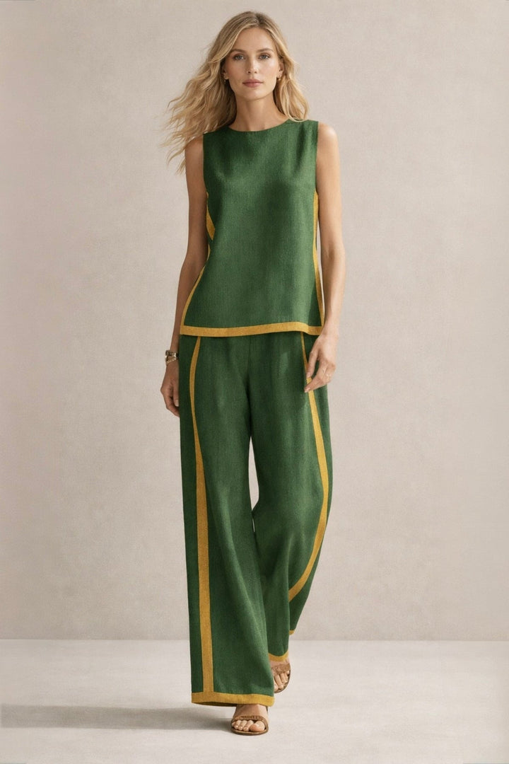 Ludka | Chic Coordinated Set Featuring Sleeveless Top and Wide-Leg Trousers