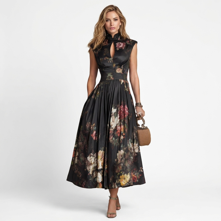 Sophia - Floral Pleated Midi Dress
