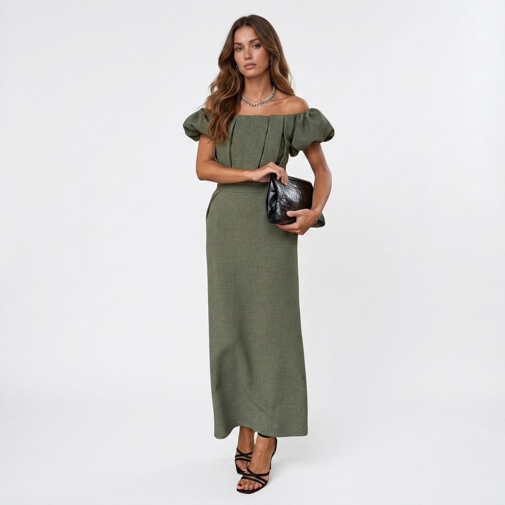 JASMINE | Sophisticated Midi Dress Featuring a Defined Waist and Classic Evening Elegance